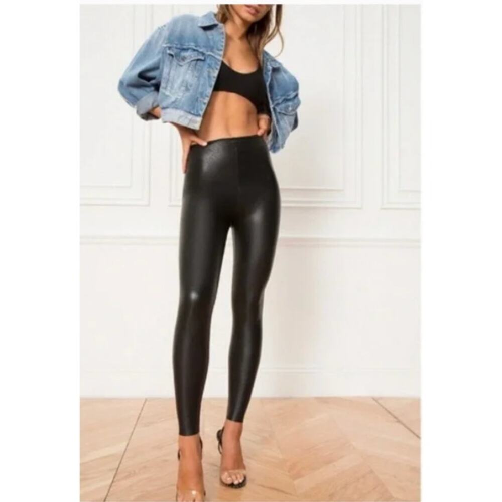 Commando Perfect Control Faux-Leather Legging Black Womens Medium